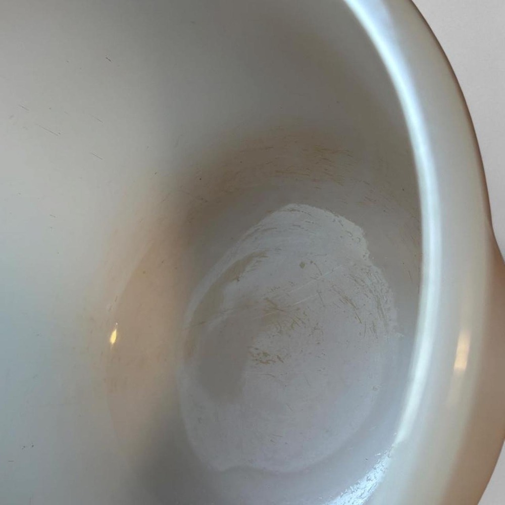 Vintage Glasbake White Milk Glass Spout Mixing Bowl 20CJ Sunbeam Mixmaster - Picture 7 of 8